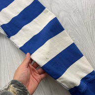 VINTAGE Y2K RALPH LAUREN STRIPED LONG SLEEVE RUGBY POLO SHIRT BLUE / WHITE