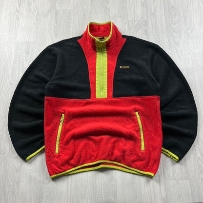 VINTAGE Y2K COLUMBIA QUARTER ZIP FLEECE SWEATSHIRT BLACK MULTI