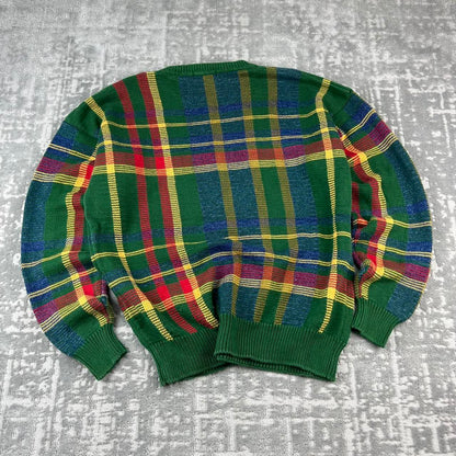 VINTAGE 90s NAUTICA PATTERN CHUNKY ESSENTIAL KNITTED JUMPER GREEN