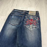 VINTAGE Y2K BRITARN GRAPHIC BAGGY JEANS BLUE