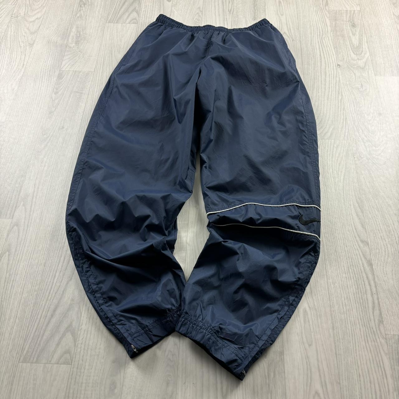 VINTAGE 90s NIKE BAGGY SHELL TRACKSUIT BOTTOMS NAVY BLUE