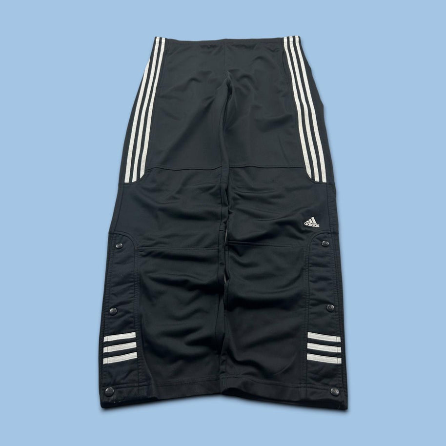 VINTAGE Y2K ADIDAS SIDE STRIPE POPPER TRACKSUIT BOTTOMS BLACK
