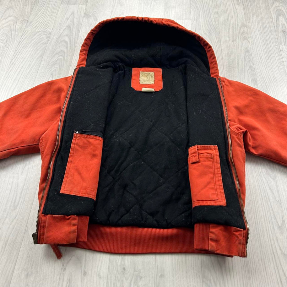 VINTAGE Y2K BERNE HOODED ACTIVE WORKWEAR BOMBER JACKET ORANGE