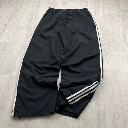 VINTAGE Y2K ADIDAS SIDE STRIPE BAGGY TRACKSUIT BOTTOMS BLACK WHITE (L Ws)