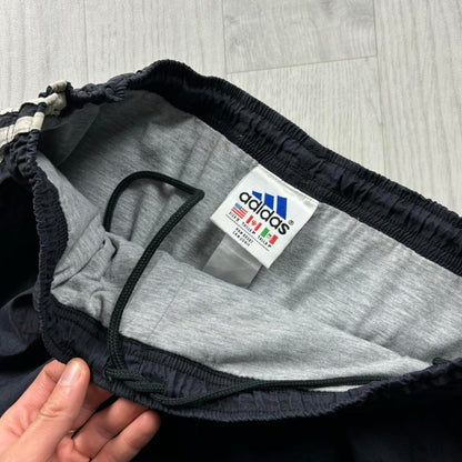 VINTAGE 90s ADIDAS BAGGY SHELL TRACKSUIT BOTTOMS NAVY