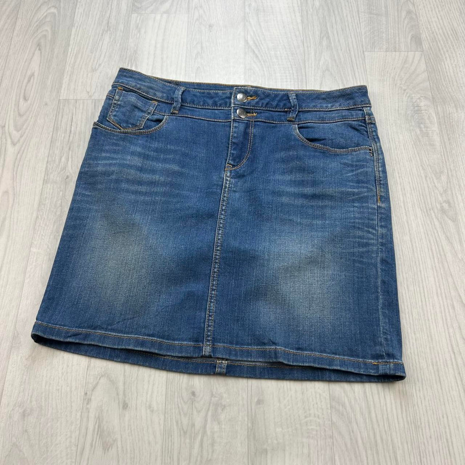 VINTAGE Y2K ESPRIT DENIM MIDI SKIRT BLUE