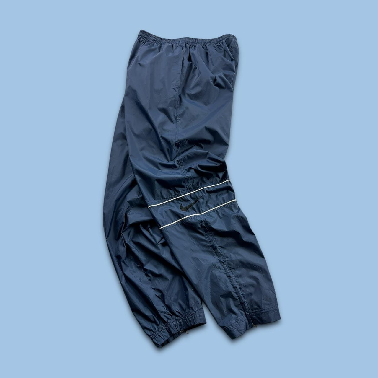 VINTAGE 90s NIKE BAGGY SHELL TRACKSUIT BOTTOMS NAVY BLUE
