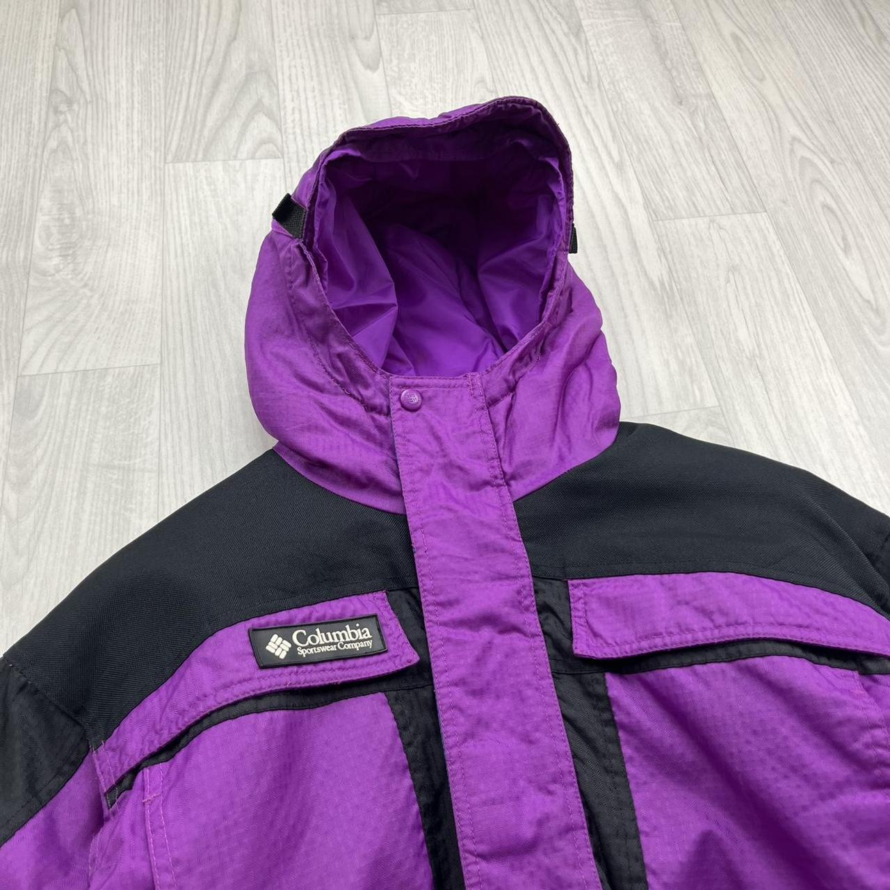 VINTAGE 00s COLUMBIA TECHNICAL SKI HOODED JACKET PURPLE BLACK