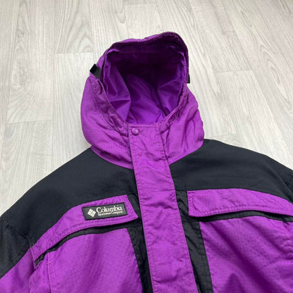 VINTAGE 00s COLUMBIA TECHNICAL SKI HOODED JACKET PURPLE BLACK
