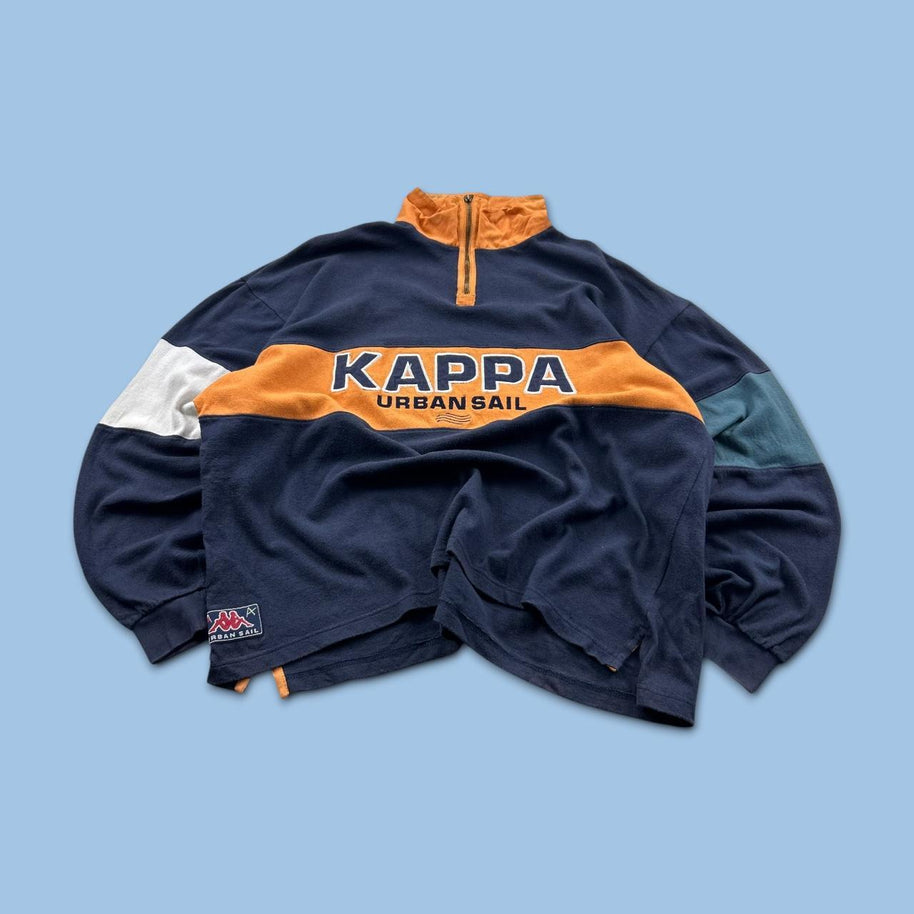 VINTAGE 90s KAPPA SPELL OUT QUARTER ZIP SWEATSHIRT NAVY