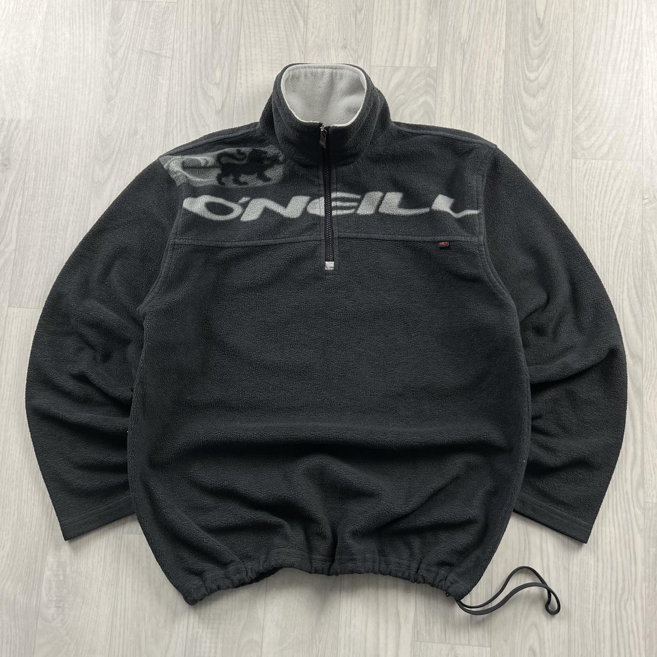 VINTAGE Y2K O’NEILL GRAPHIC QUARTER ZIP FLEECE SWEATSHIRT BLACK
