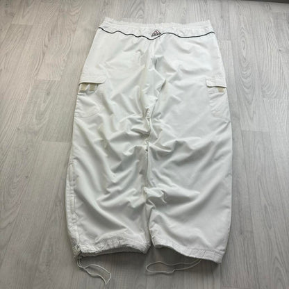 VINTAGE Y2K ADIDAS TECHNICAL BAGGY TRACKSUIT BOTTOMS WHITE