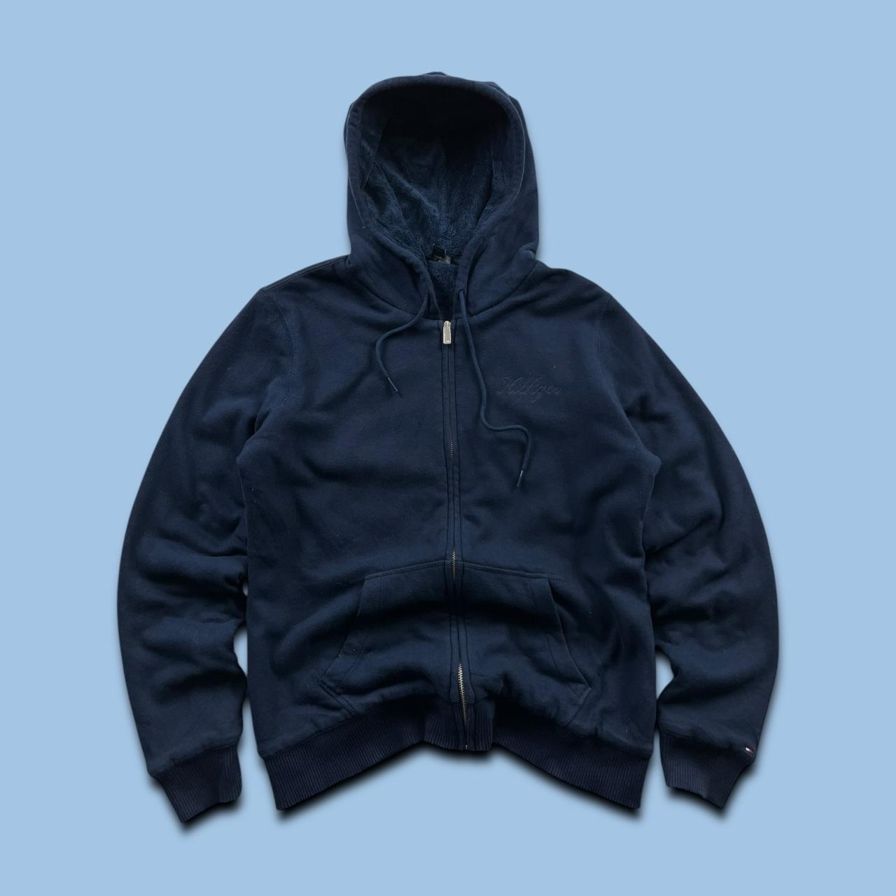VINTAGE Y2K TOMMY HILFIGER ZIP HEAVY HOODIE NAVY