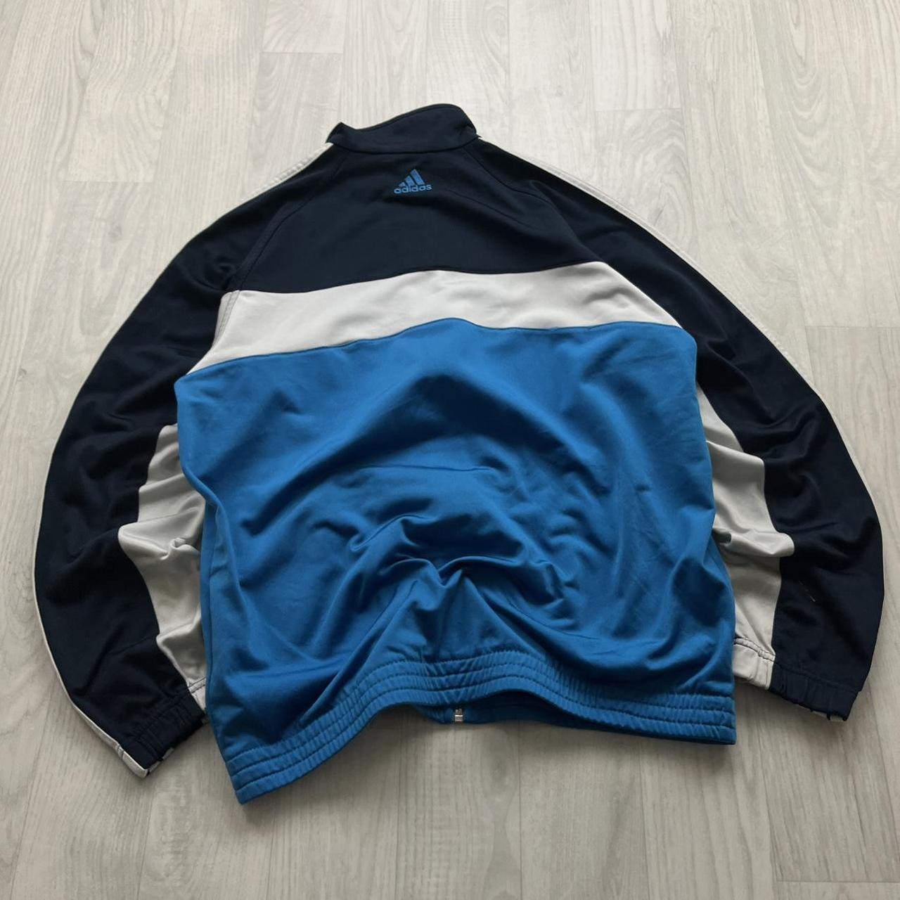 VINTAGE Y2K ADIDAS STRIPE WINDBREAKER TRACK JACKET BLUE