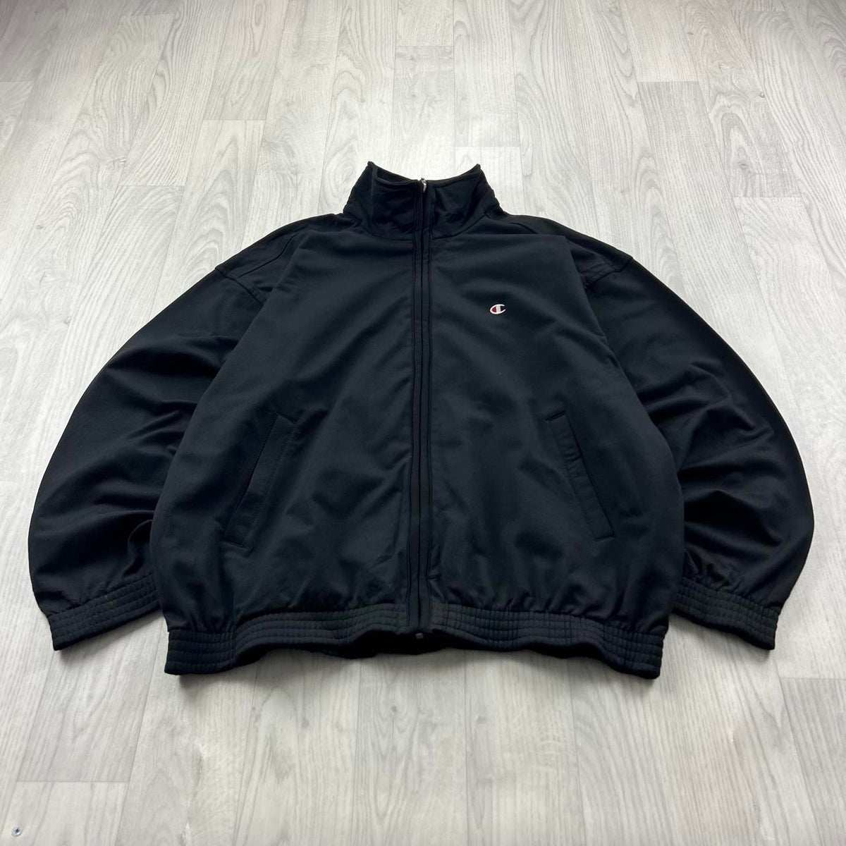 VINTAGE Y2K CHAMPION BOXY ZIP UP TRACK JACKET BLACK