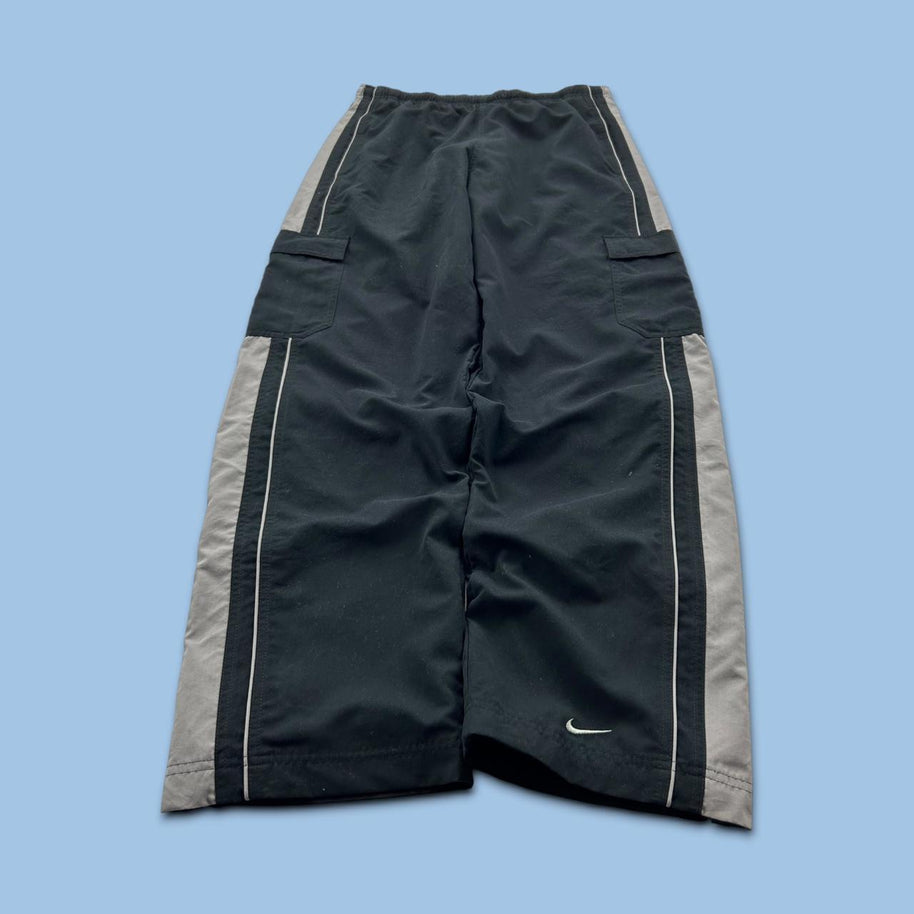 VINTAGE Y2K NIKE BAGGY SIDE STRIPE TRACKSUIT BOTTOMS BLACK