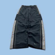 VINTAGE Y2K NIKE BAGGY SIDE STRIPE TRACKSUIT BOTTOMS BLACK