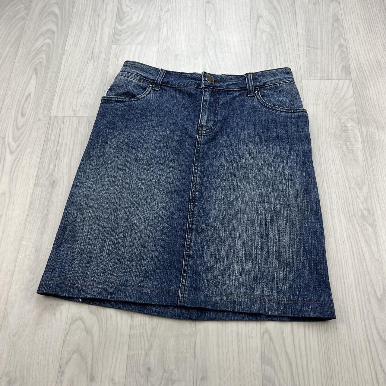 VINTAGE Y2K AMICHI JEANS DENIM MIDI EMBROIDERED SKIRT BLUE