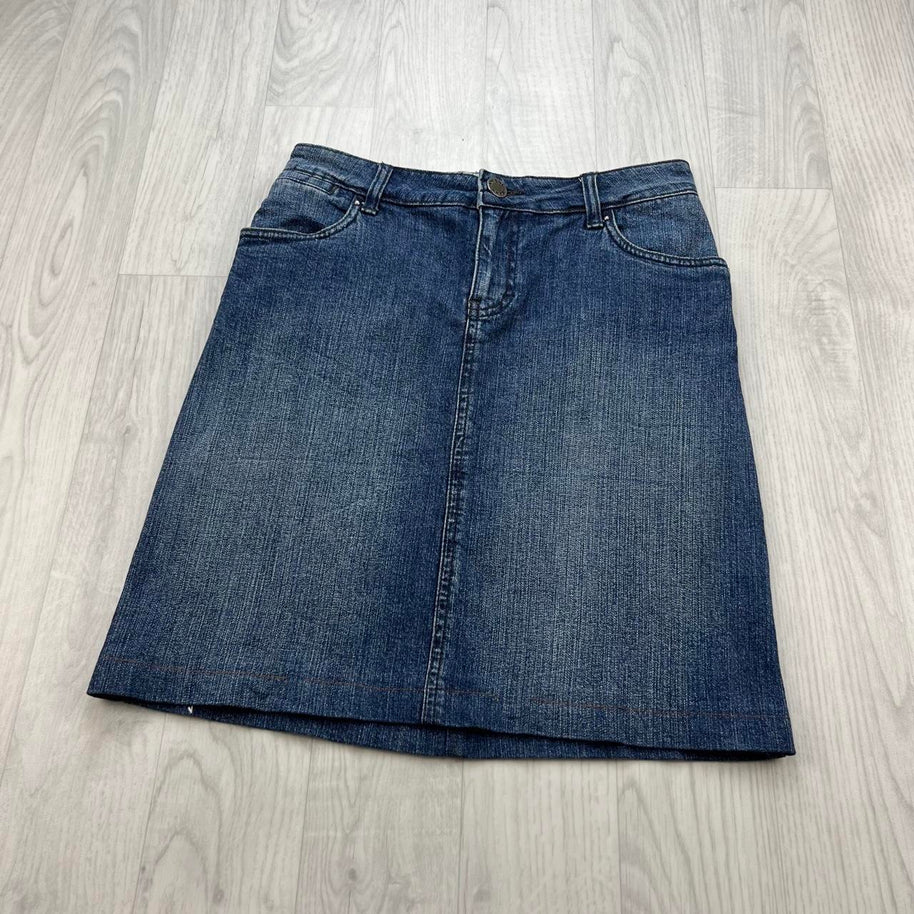 VINTAGE Y2K AMICHI JEANS DENIM MIDI EMBROIDERED SKIRT BLUE
