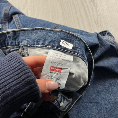 VINTAGE 00s WRANGLER BAGGY LOOSE CARPENTER JORTS BLUE
