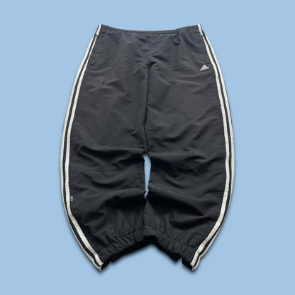 VINTAGE Y2K ADIDAS SIDE STRIPE BAGGY TRACKSUIT BOTTOMS BLACK