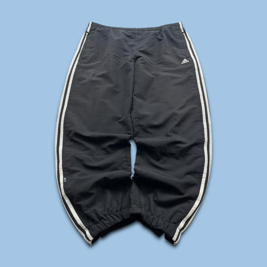 VINTAGE Y2K ADIDAS SIDE STRIPE BAGGY TRACKSUIT BOTTOMS BLACK
