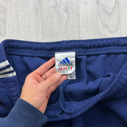 VINTAGE 90s ADIDAS FLEECE BAGGY SWEATPANTS NAVY