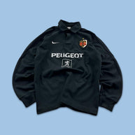 VINTAGE Y2K NIKE STADE TOULOUSAIN CENTENARY LONG SLEEVE RUGBY POLO SHIRT BLACK