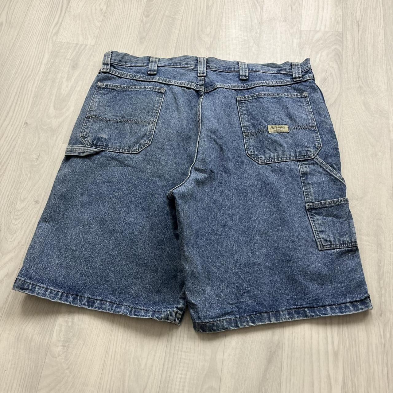 VINTAGE 00s WRANGLER BAGGY LOOSE CARPENTER JORTS BLUE