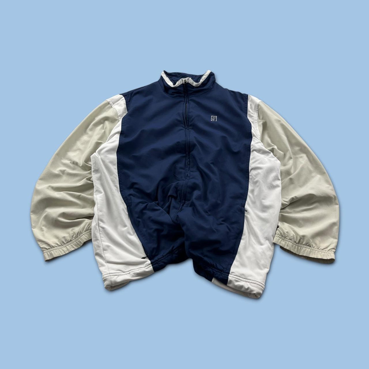 VINTAGE Y2K NIKE COURT LIGHTWEIGHT TRACK JACKET NAVY / CREAM