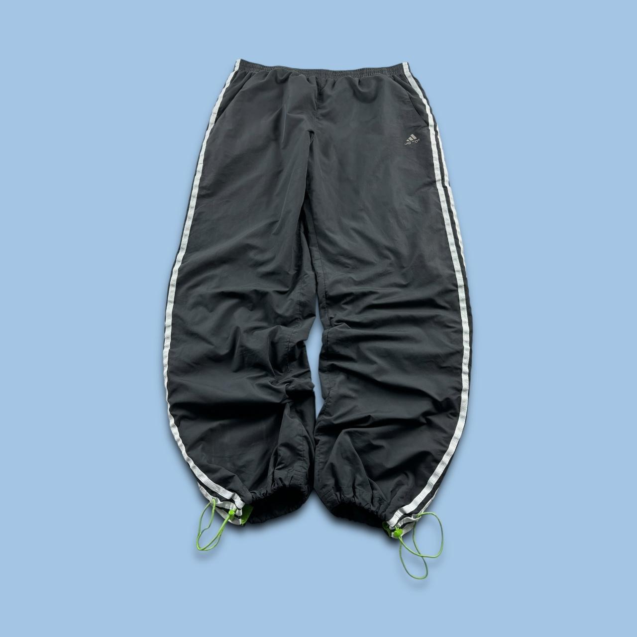 VINTAGE Y2K ADIDAS TECHNICAL BAGGY TRACKSUIT BOTTOMS GREY