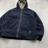 VINTAGE 00s JACK & JONES HOODED WORKWEAR BOMBER JACKET NAVY