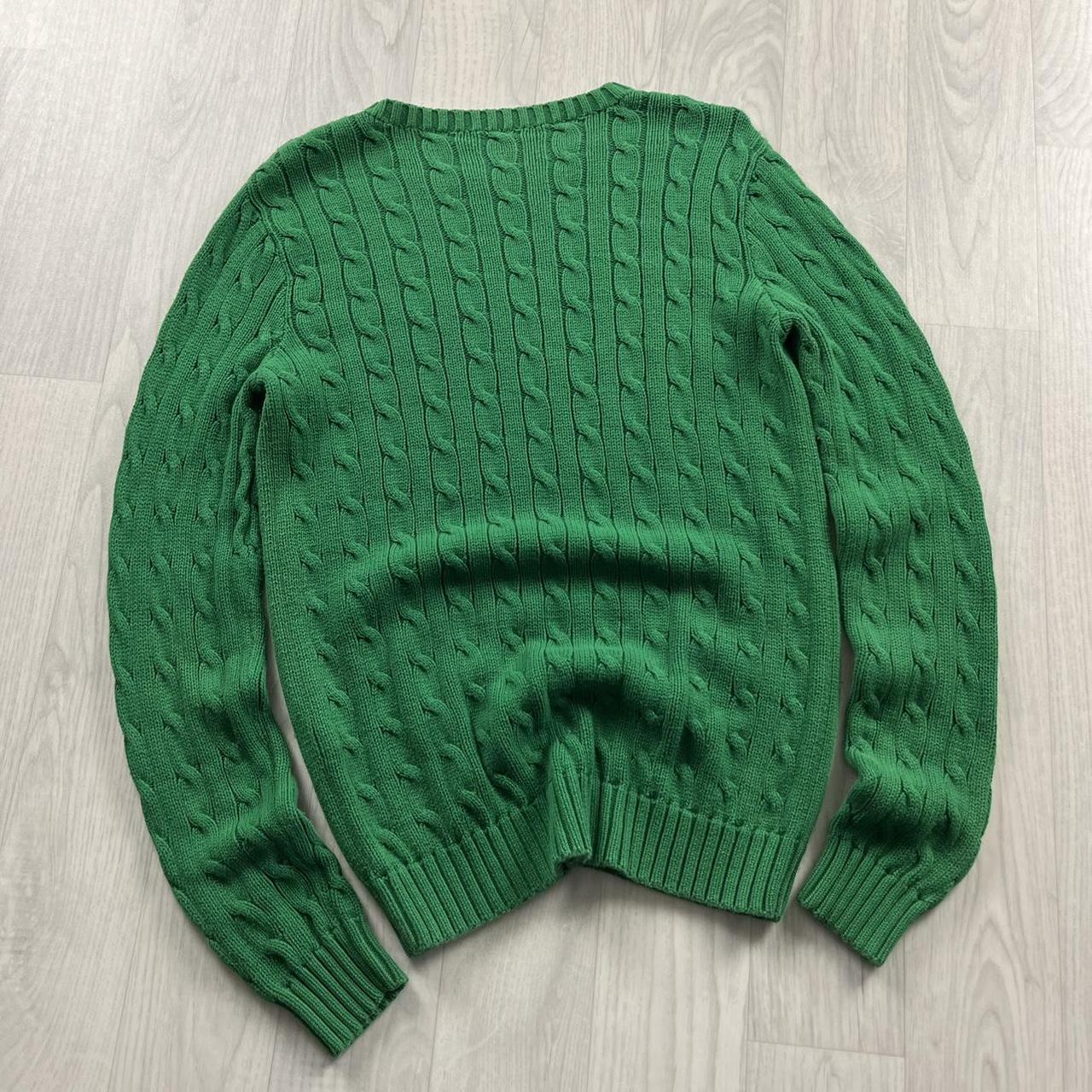 VINTAGE Y2K POLO RALPH LAUREN CABLE CHUNKY KNITTED JUMPER GREEN