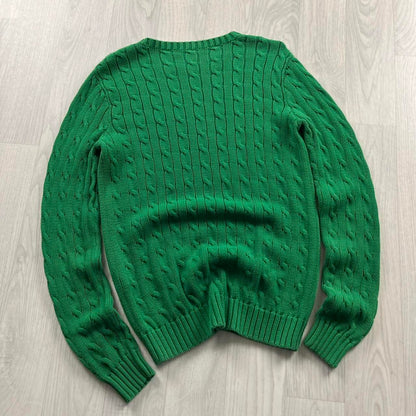 VINTAGE Y2K POLO RALPH LAUREN CABLE CHUNKY KNITTED JUMPER GREEN