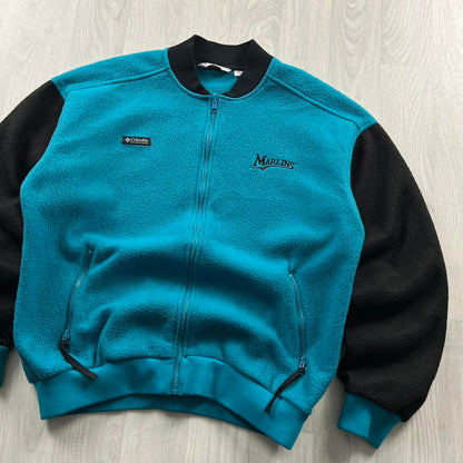 VINTAGE Y2K COLUMBIA MIAMI MARLINS ZIP UP FLEECE TURQUOISE BLACK