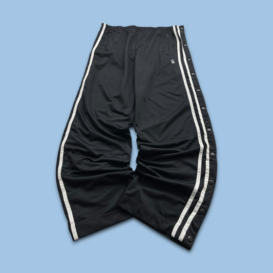 VINTAGE Y2K NAUTICA SIDE STRIPE WIDE LEG POPPER TRACKSUIT BOTTOMS BLACK
