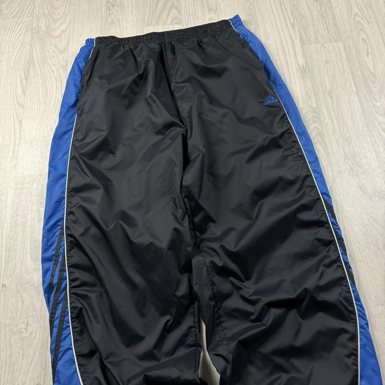 VINTAGE Y2K ADIDAS BAGGY TRACKSUIT BOTTOMS CHARCOAL GREY / BLUE