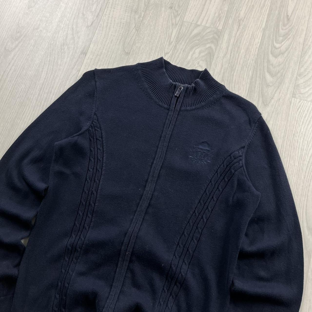 VINTAGE Y2K TOMMY HILFIGER ZIP KNITTED JUMPER NAVY