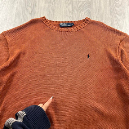 VINTAGE Y2K POLO RALPH LAUREN CHUNKY KNITTED JUMPER ORANGE