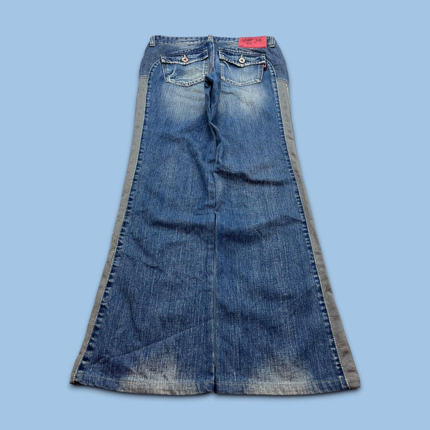 VINTAGE Y2K FUBU LOW RISE BOOTCUT FLARED JEANS BLUE