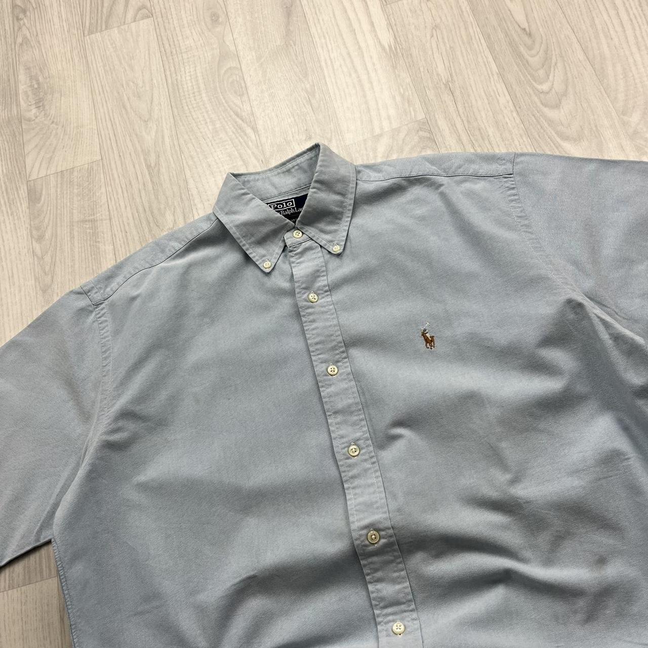 VINTAGE Y2K POLO RALPH LAUREN SHORT SLEEVE BUTTON UP SHIRT LIGHT BLUE